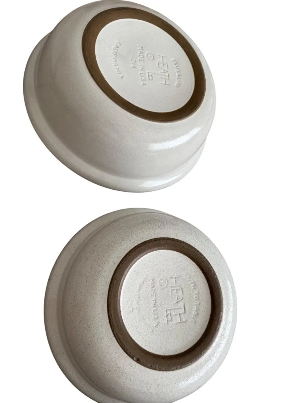 Heath Ceramics Set of 2 Serving Bowl Cream Brown Handmade Stoneware USA